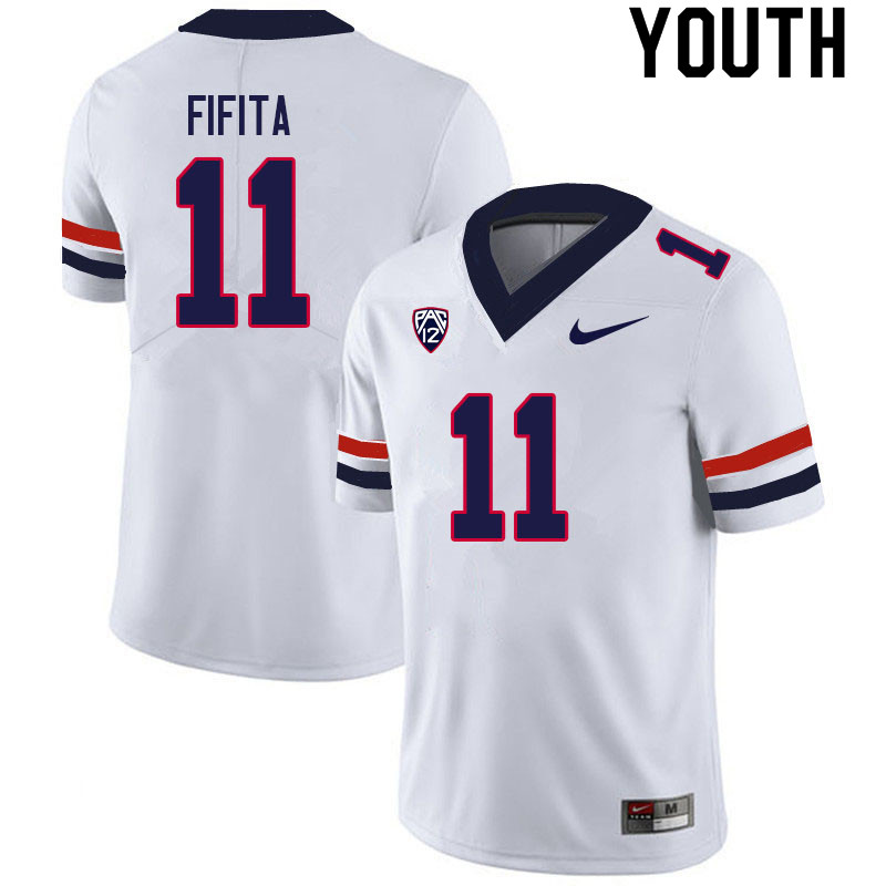 Youth #11 Noah Fifita Arizona Wildcats College Football Jerseys Sale-White - Click Image to Close